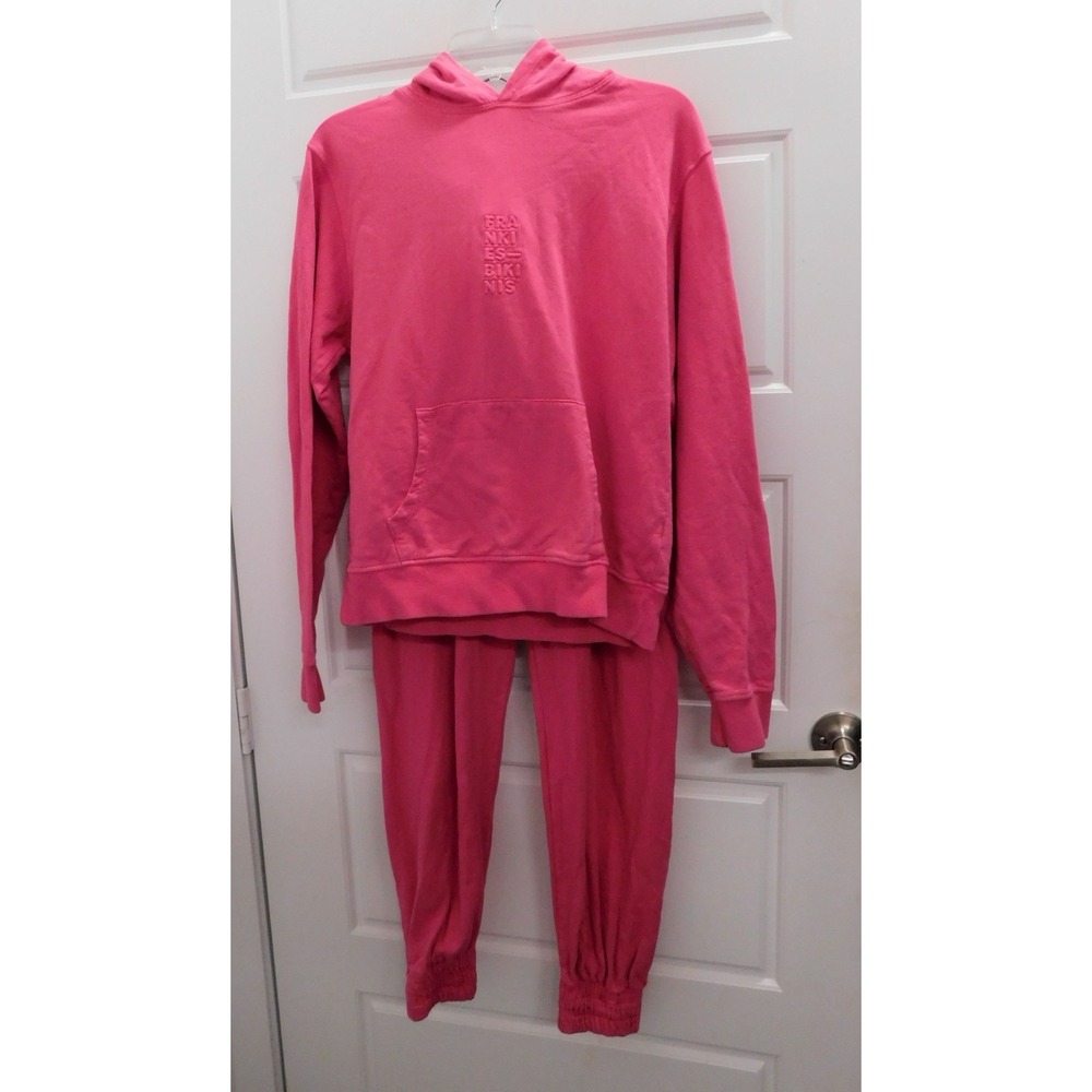 Frankie's Bikini‎ Pink Sweatsuit Pants Hoodie sweatshirt 100% Cotton sz S